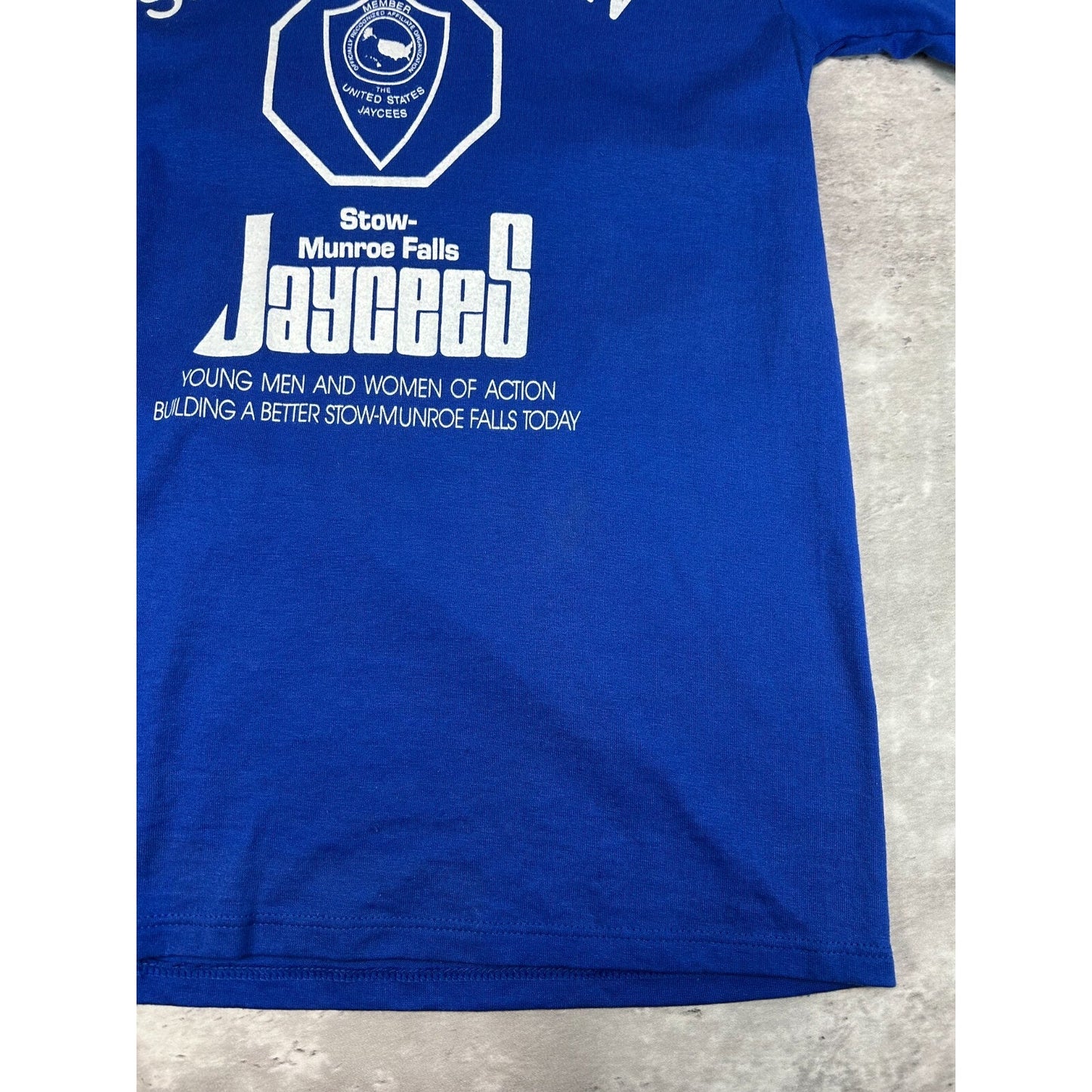 Vintage 1980s Jaycees Safety Town Destination Graphic T-Shirt Size Small Blue