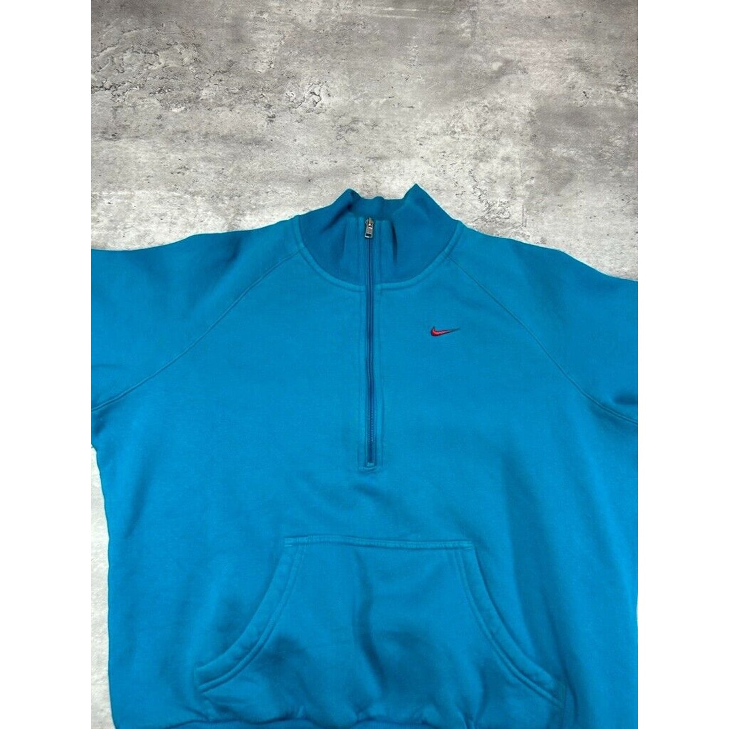 Vintage Womens Nike Embroidered Swoosh 1/2 Zip Pull Over Sweatshirt Size XL Teal