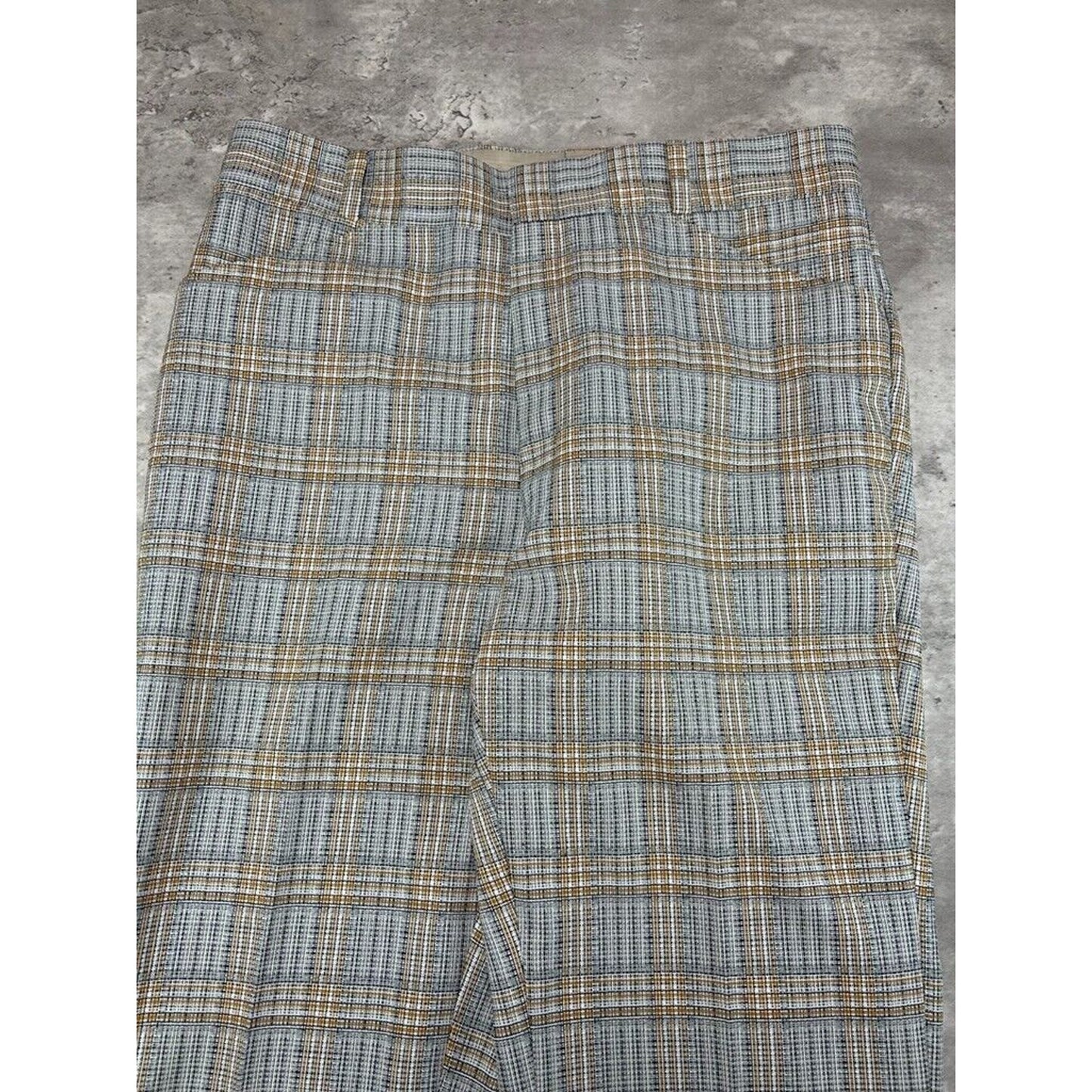 Vintage 1970s Sears Checkered Plaid Print Trouser Slack Pants Size 35