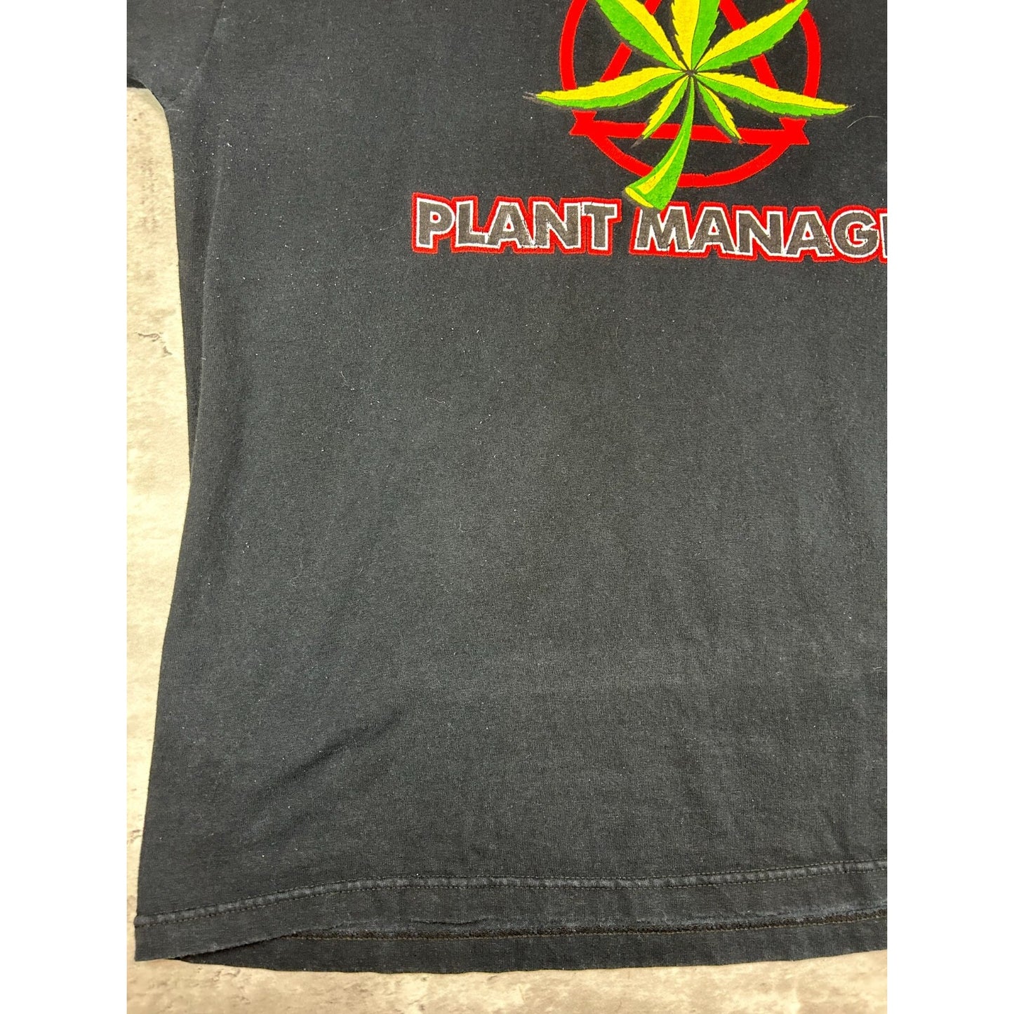 Vintage 90s Plant Manager Weed Graphic Comedy T-Shirt Size XXL Black
