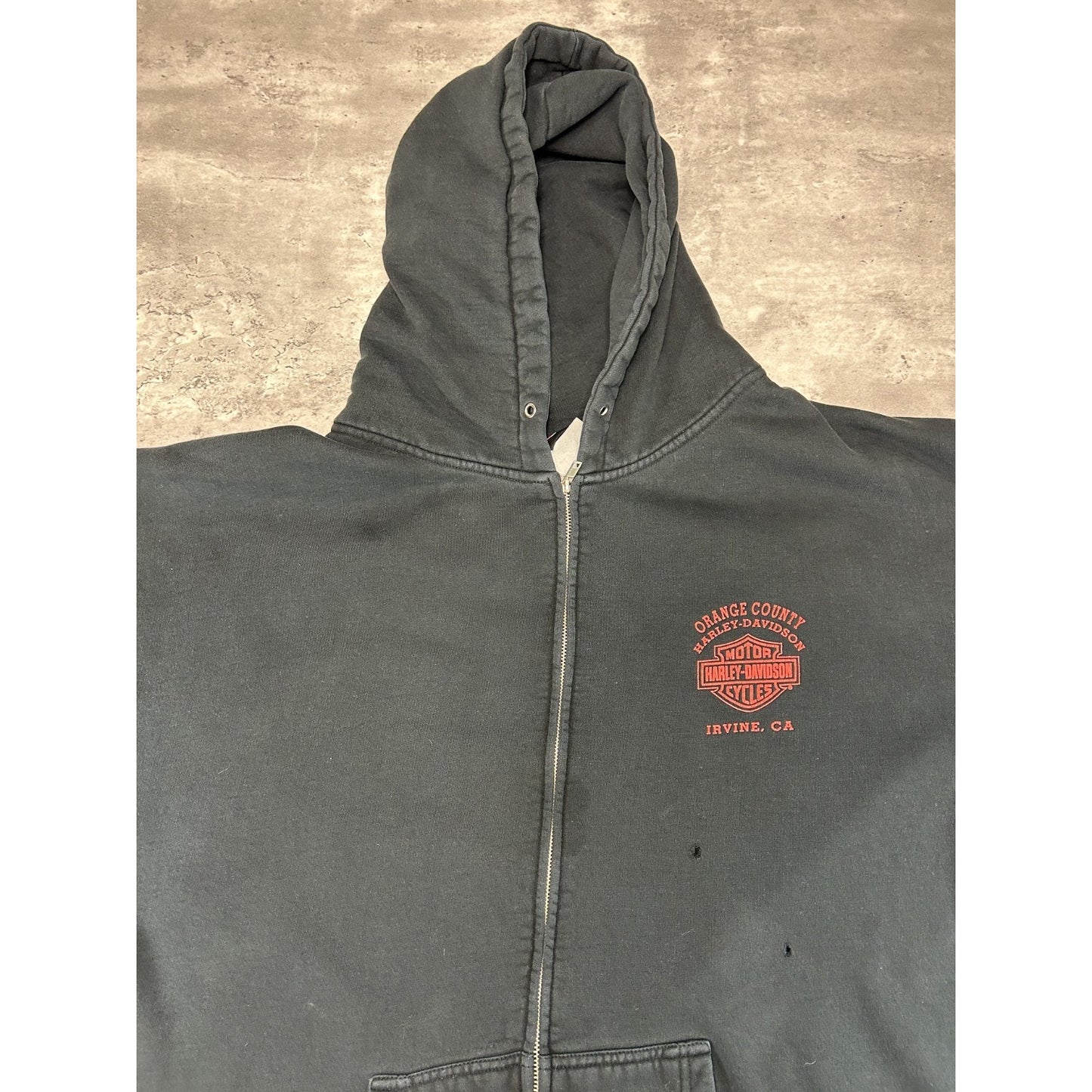 Harley Davidson Flame Sleeve Graphic Full Zip Hooded Sweatshirt Size 2XL Black