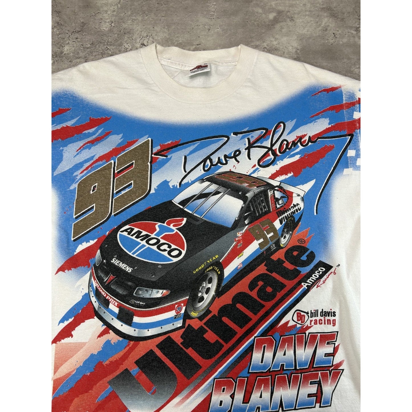 Vintage Dave Blaney #93 Amoco Racing Nascar All Over Print T-Shirt Size XL