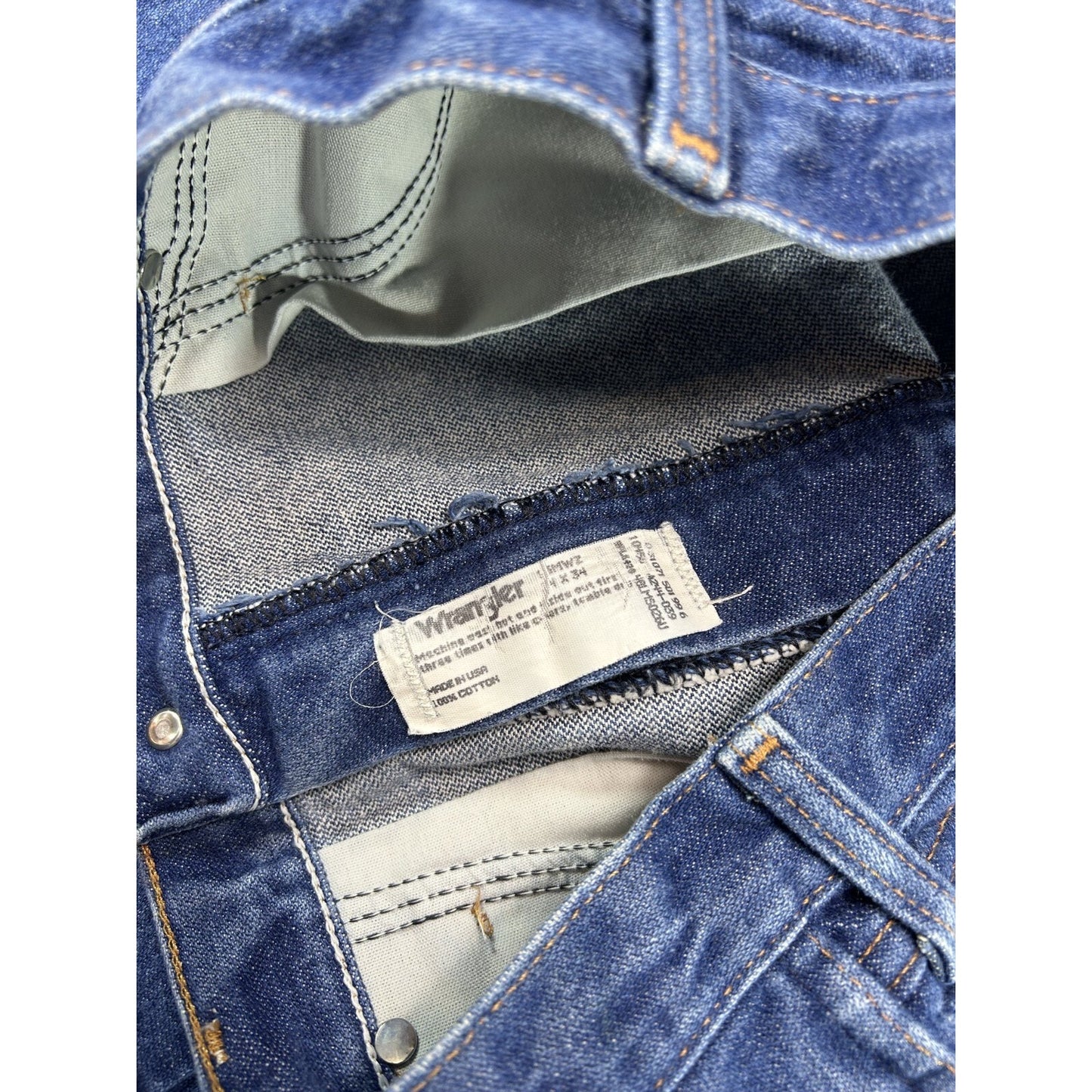 Vintage 80s Wrangler Jeans Dark Wash Straight Fit Denim Pants Size 33 Blue