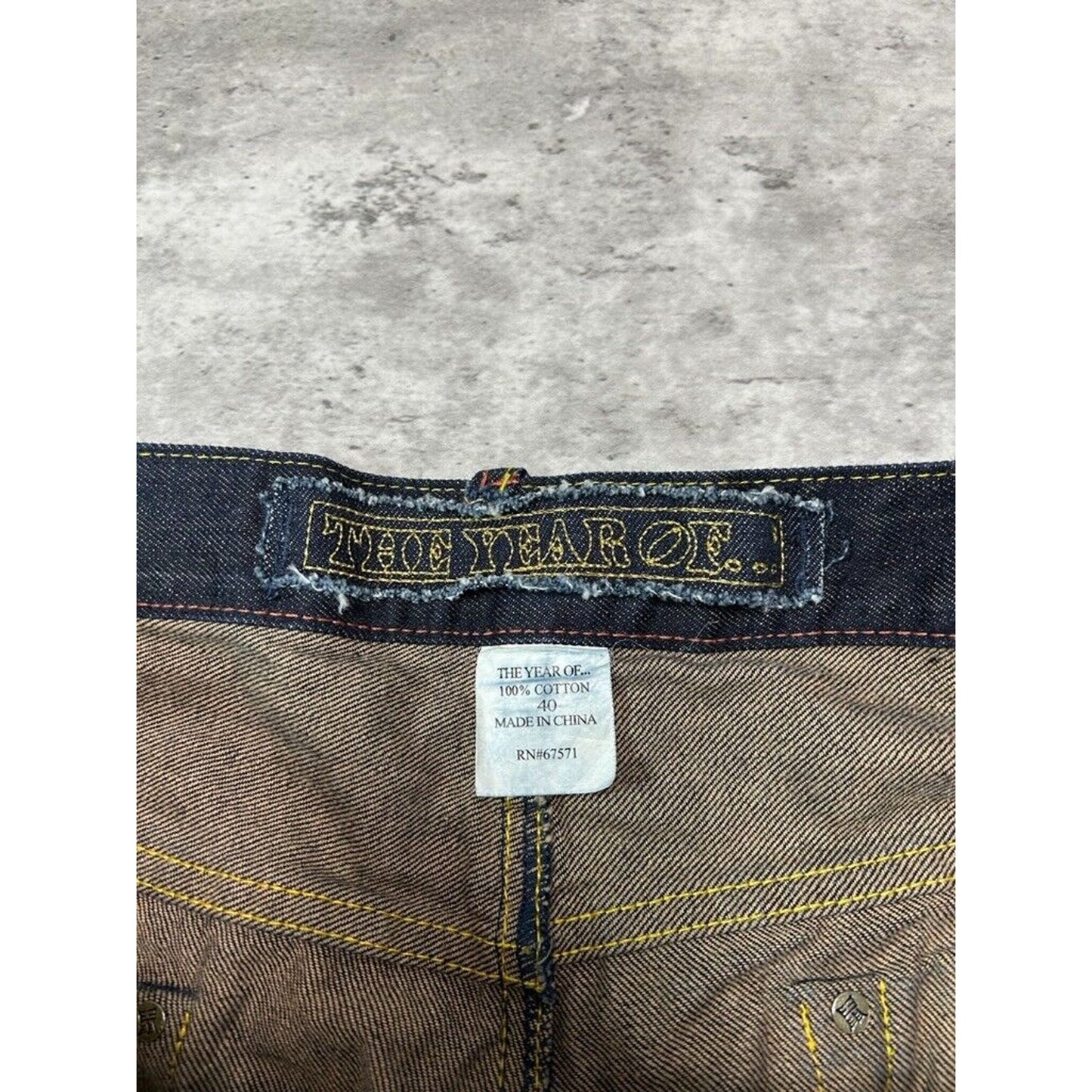 Vintage Y2K The Year 0 Embroidered Pocket Black Denim Pants Size 40