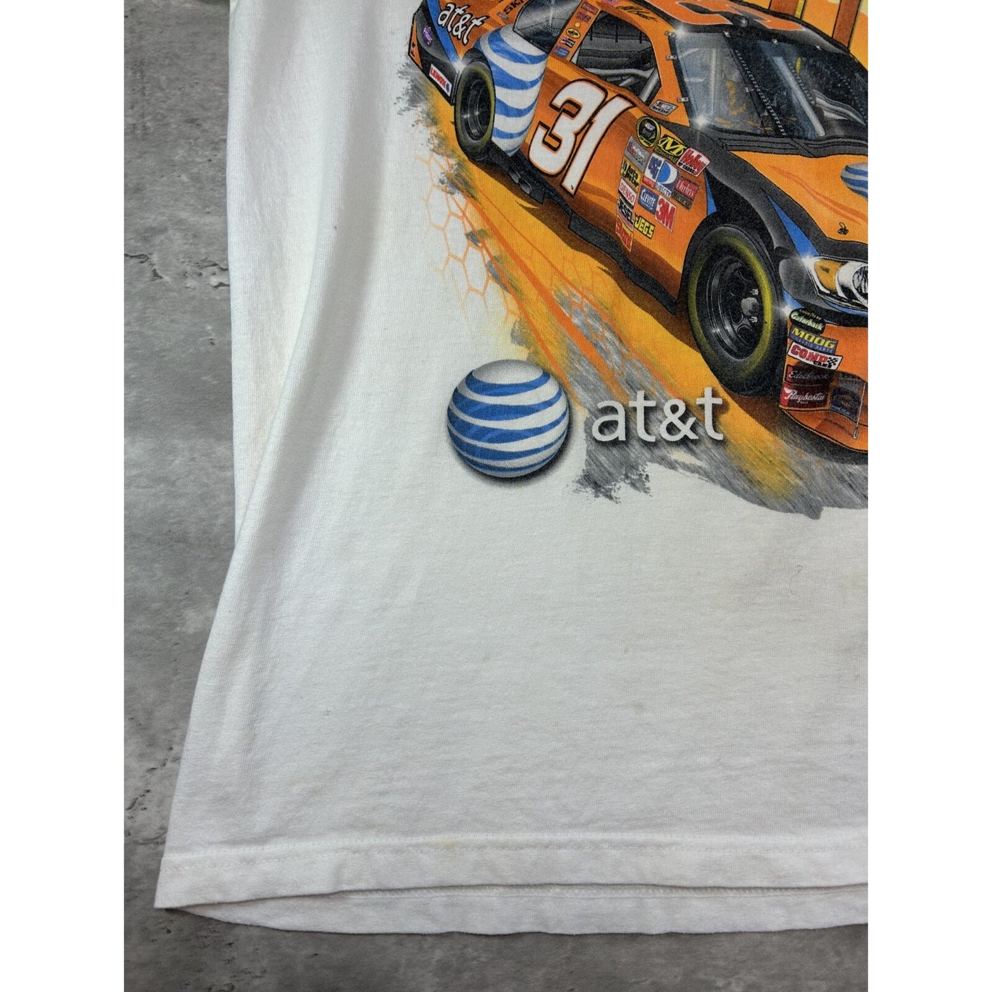 Vintage Jeff Burton #31 Nascar Big Graphic AT&T T-Shirt Size XL White