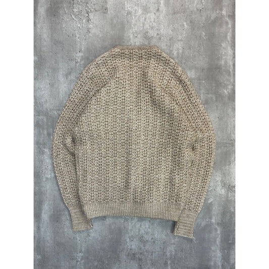 Vintage 80s/90s 3/4 Button Textured Knit Cardigan Sweater Size Large Beige