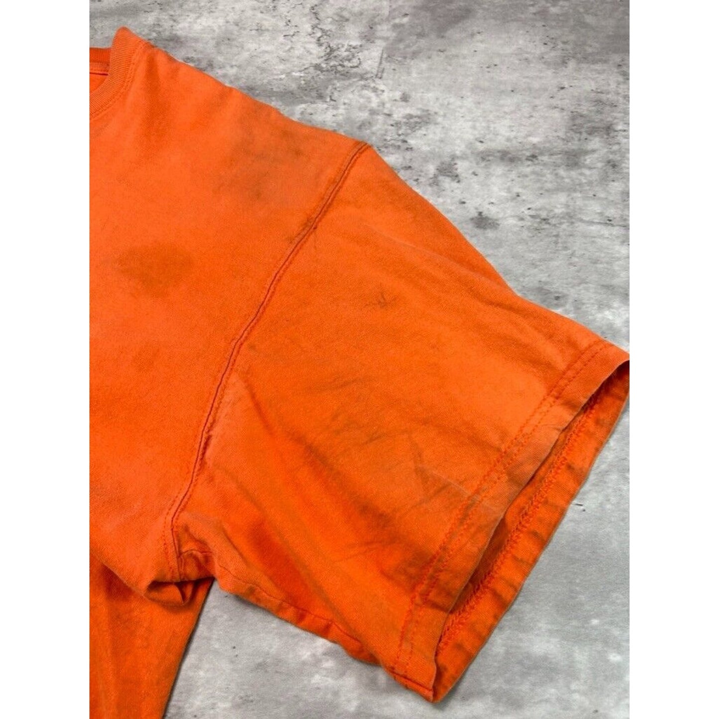 Vintage Harley Davidson Embroidered Spell Out Distressed T-Shirt Size XXL Orange