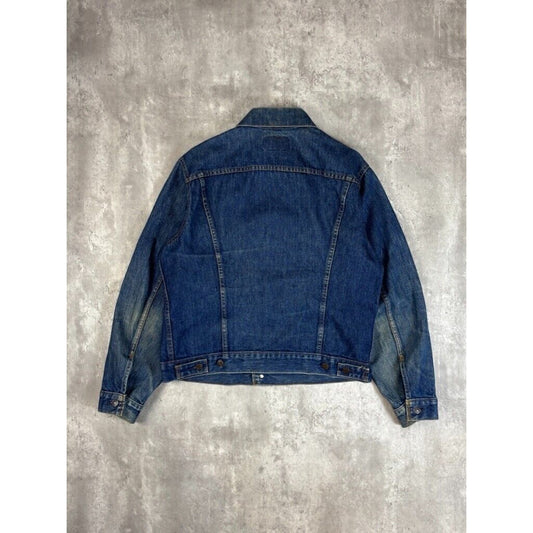 Vintage 80s Levis Red Tab Dark Wash Denim Type 3 Trucker Jacket Size 44 Medium