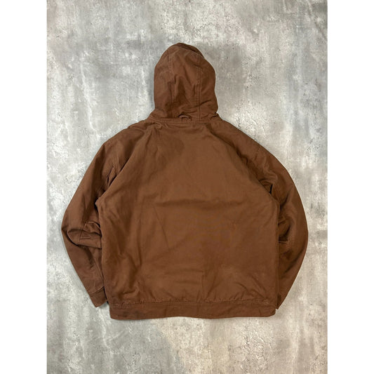 Vintage Becks Insulated Canvas Workwear Full Zip Hooded Jacket Size Large Tall