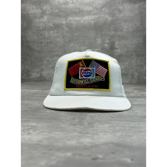 Vintage 1990 Pepsi Goodwill Games Embroidered Patch Snapback Hat OSFA