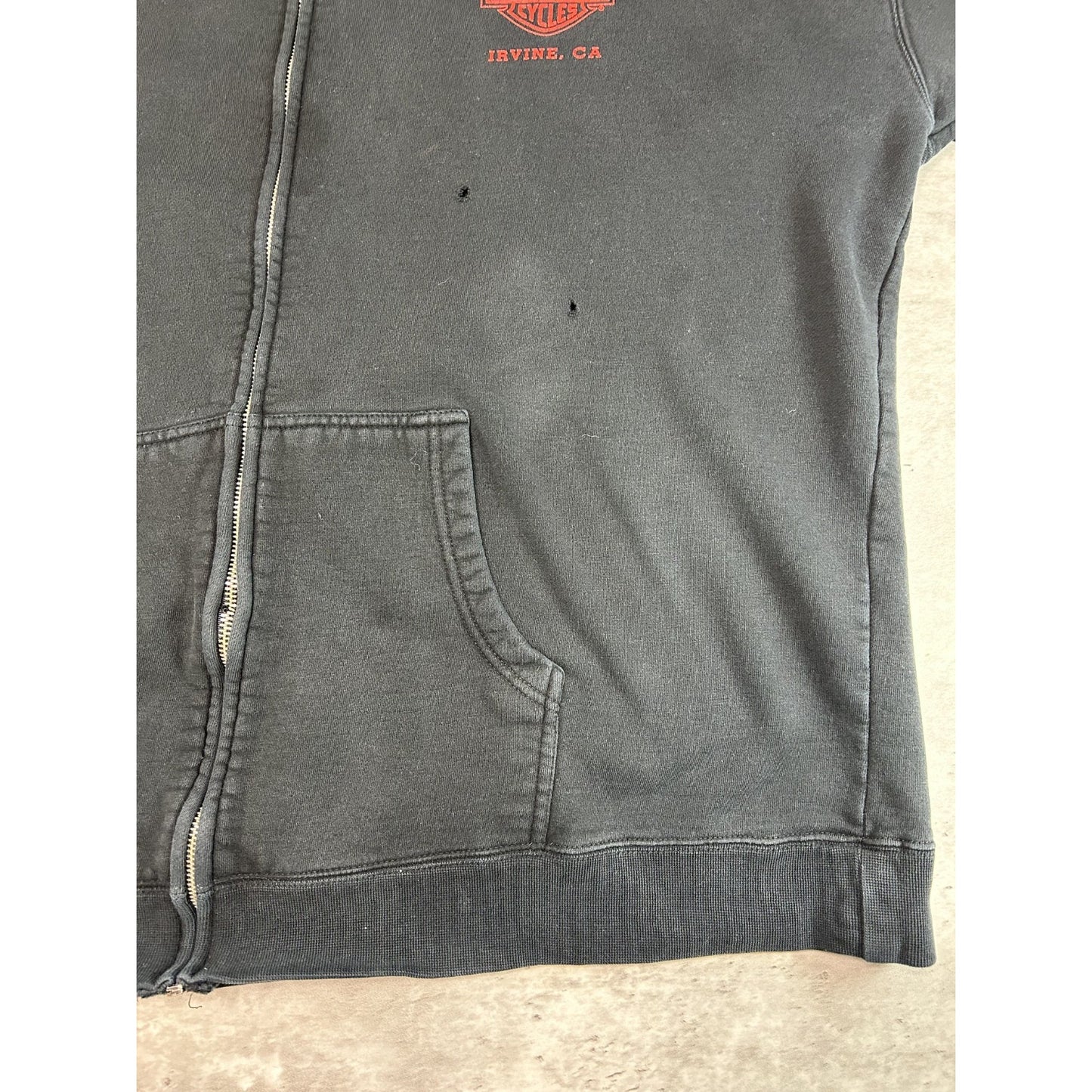 Harley Davidson Flame Sleeve Graphic Full Zip Hooded Sweatshirt Size 2XL Black
