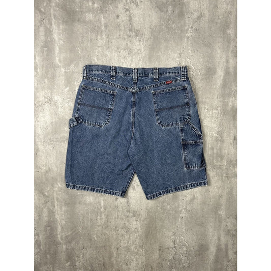 Vintage Wrangler Dark Wash Workwear Carpenter Denim Shorts Size 38 Blue