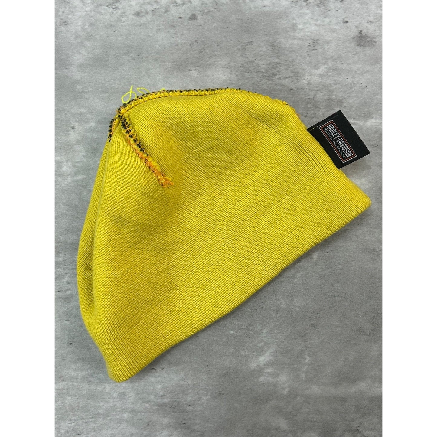 VTG 90s Harley Davidson Cafe Embroidered Spellout Flame Print Beanie Hat OSFA