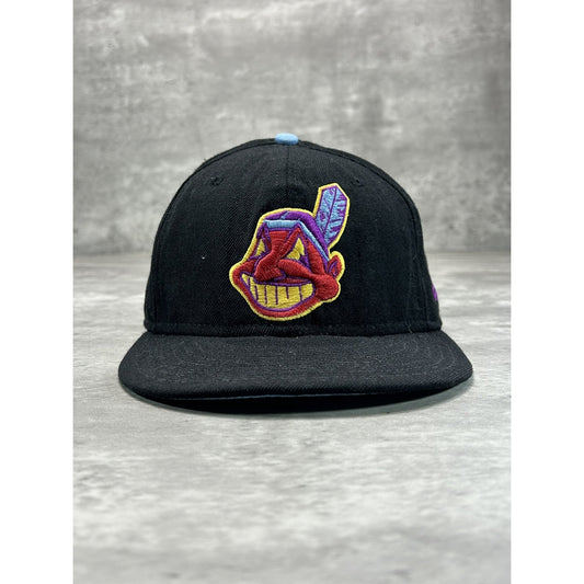Cleveland Indians MLB Abstract Color Embroidered Logo Baseball Fitted Hat 7 3/8