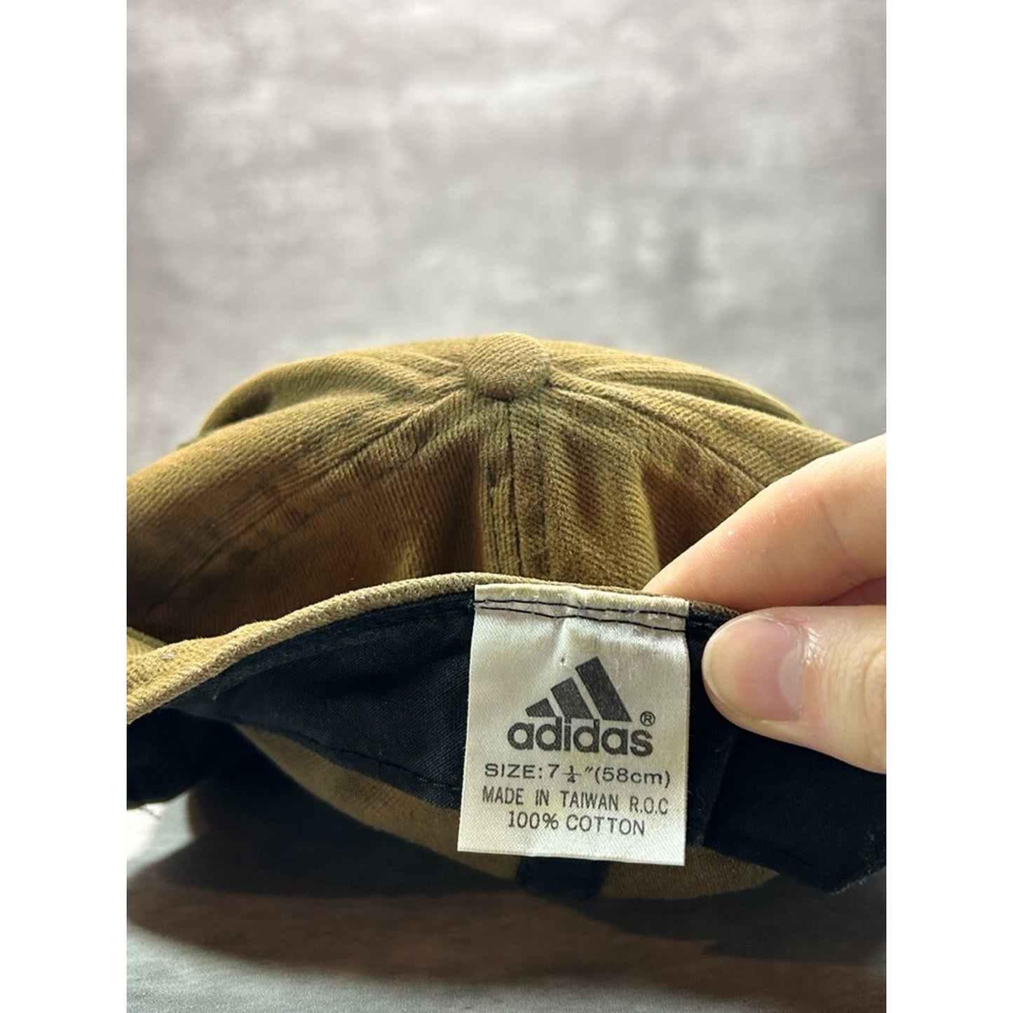 Vintage Adidas Embroidered Logo Spellout Earth Tones Fitted Snapback Hat 7 1/4