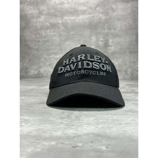 Vintage Harley Davidson Motorcycles Embroidered Spellout Fitted Hat S/M
