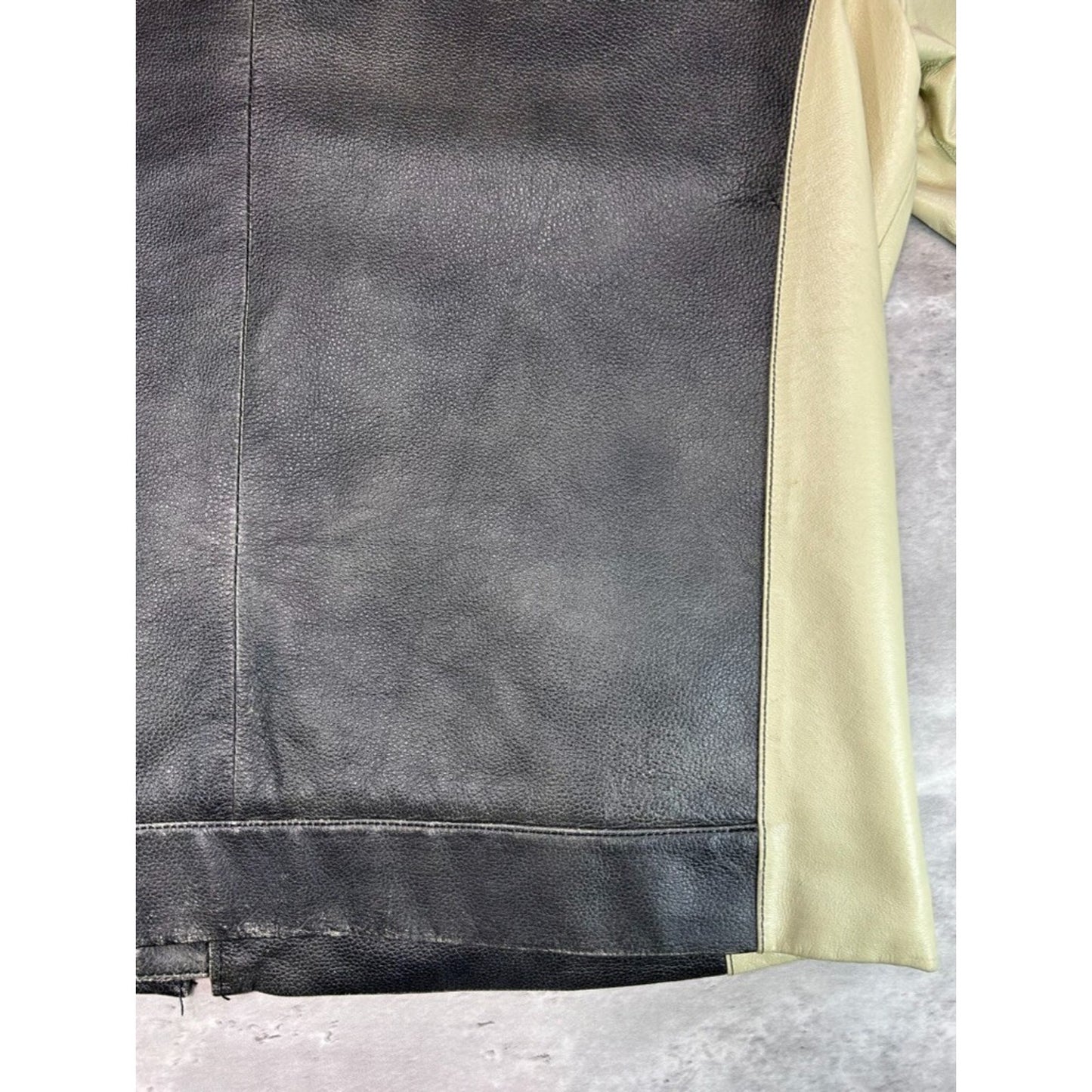 Vintage Danier Two Tone Full Zip Leather Cafe Racer Jacket Size XL