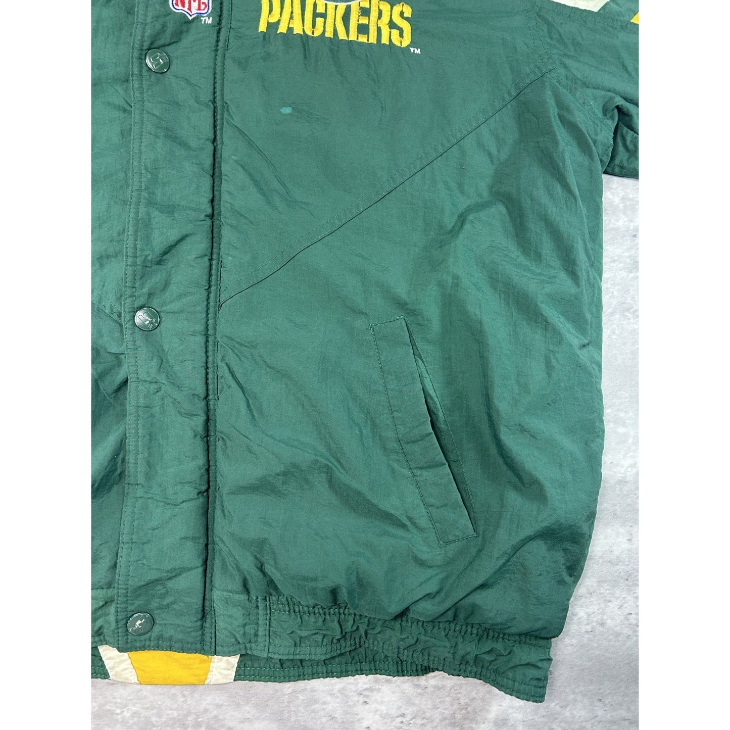 Vintage 90s Green Bay Packers NFL Embroidered Full Zip Starter Jacket Sz Medium