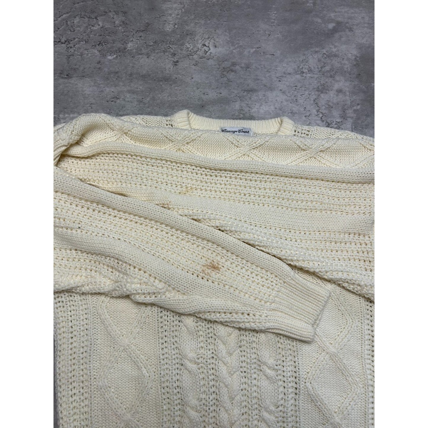 Vintage 1980s/90s Carriage Court Cable Knit Pullover Ribbed Sweater Size Medium