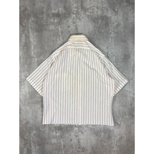 Vintage Oakton Striped Short Sleeve Cropped Button Up Shirt Size Medium