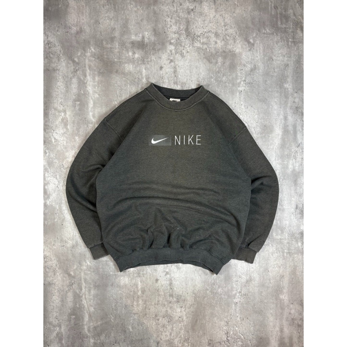 Vintage 90s Nike Graphic Swoosh Spellout Crewneck Sweatshirt Size Large Gray
