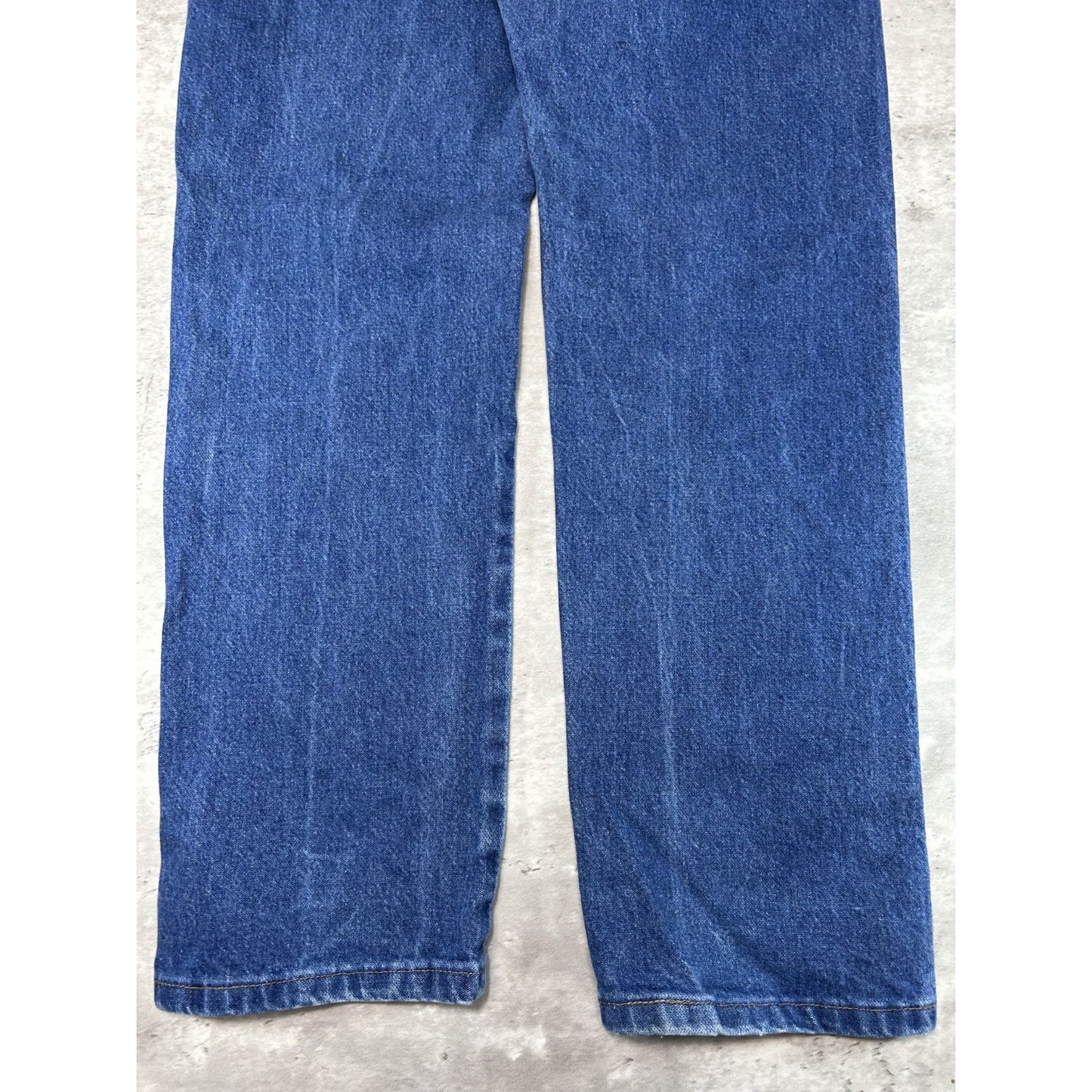 Vintage 90s Wrangler Leather Patch Dark Wash Denim Pants Size 29 Blue