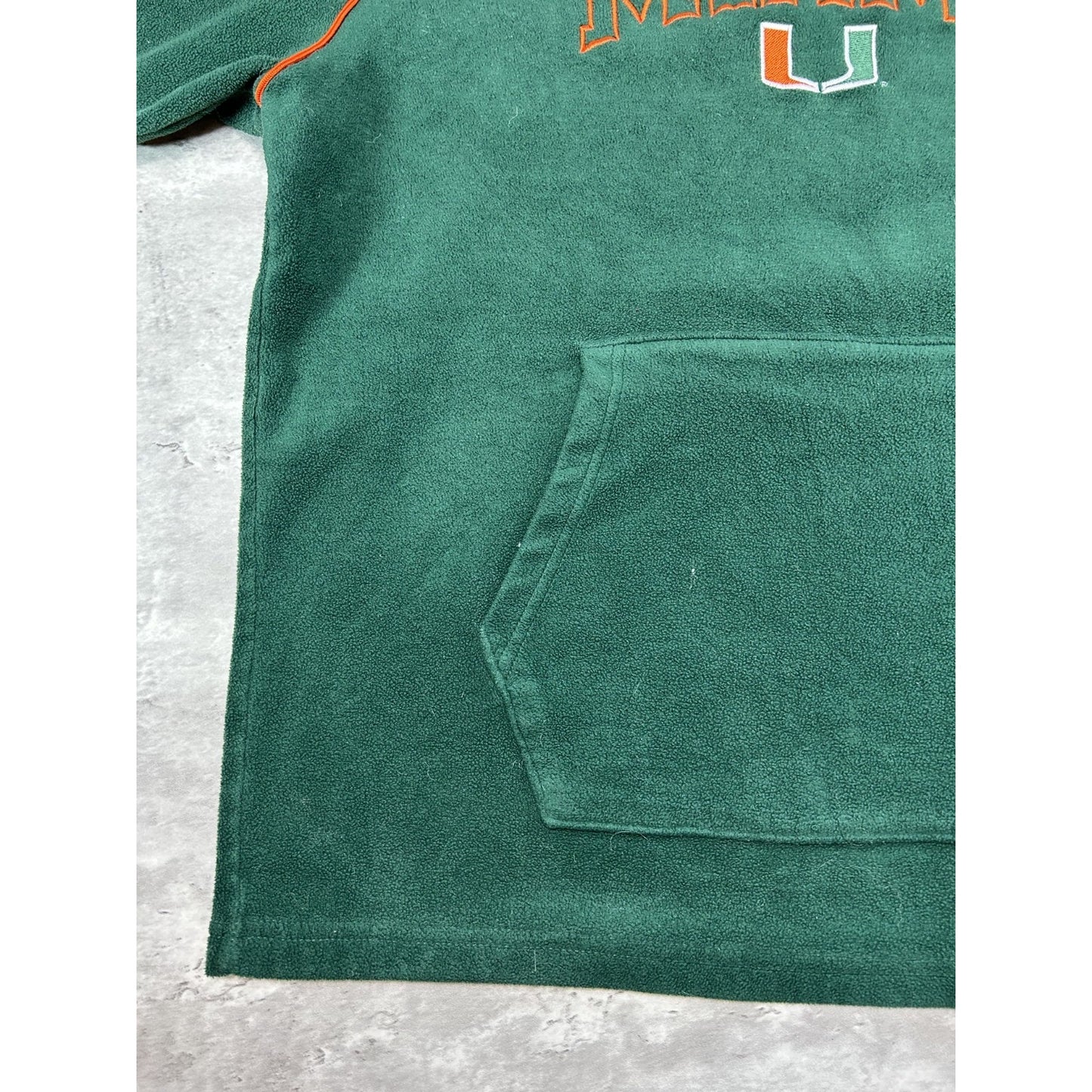 Vintage Miami Hurricanes NCAA Embroidered Fleece Hooded Sweatshirt Size Large
