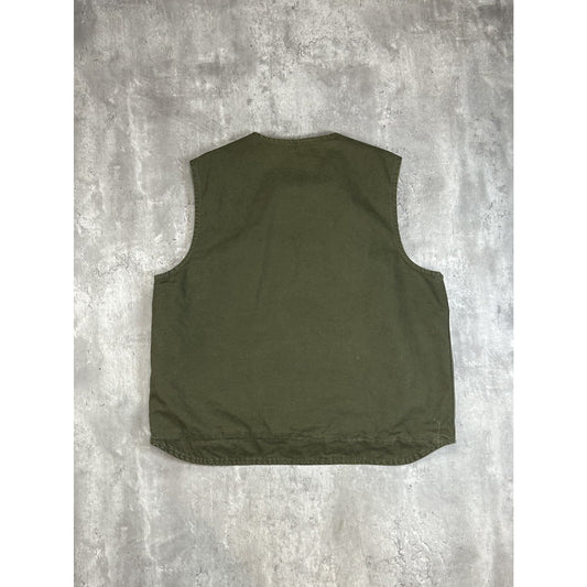 Vintage Carhartt Fleece Lined Canvas Workwear Vest Size XXL Tall Green