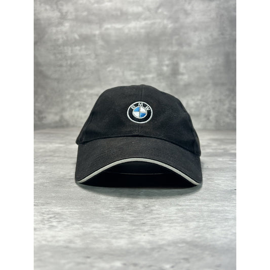 Vintage BMW Embroidered Car Logo Strapback Hat OSFA Black