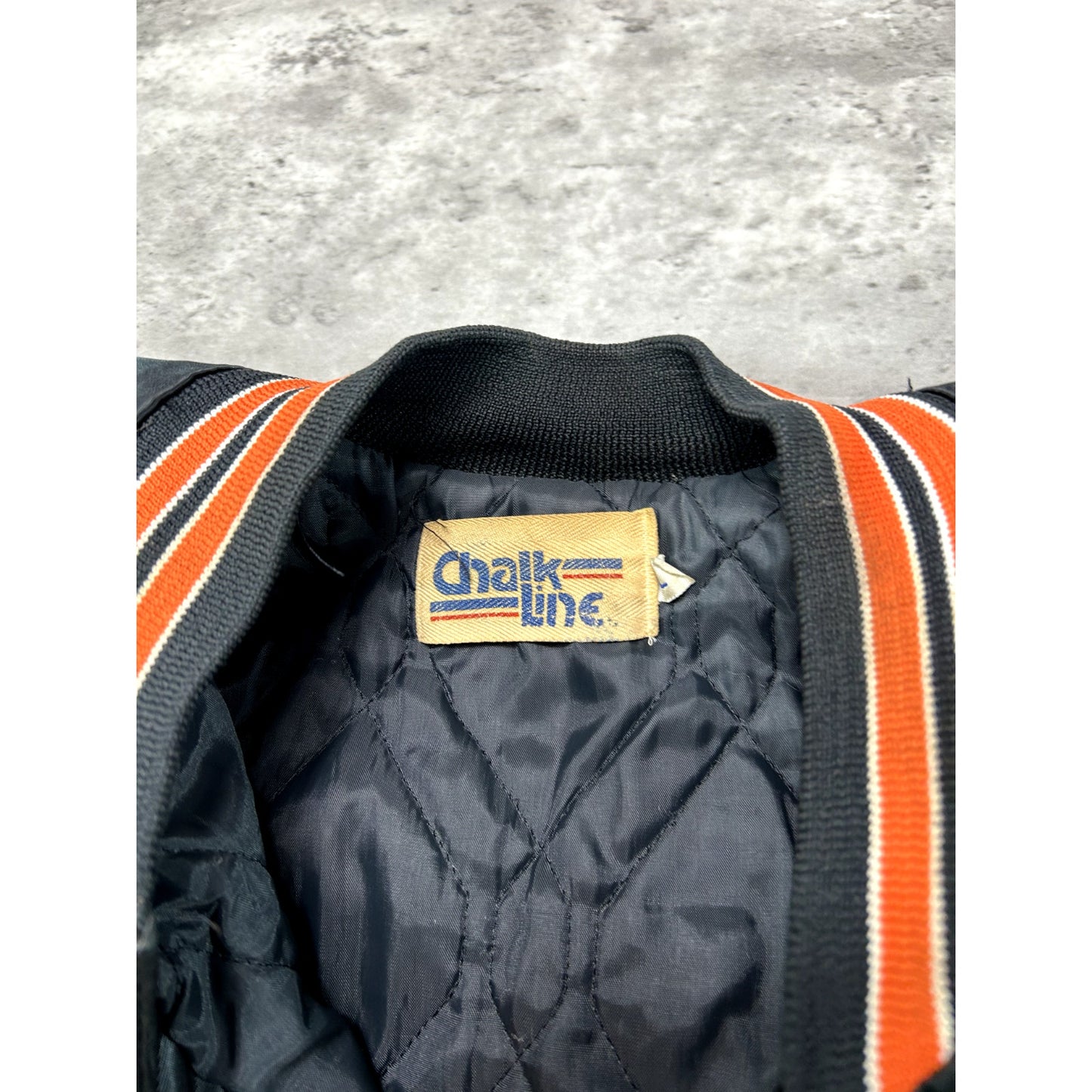 Vintage 80s Cincinnati Bengals NFL Chalk Line Satin Varsity Jacket Size Large