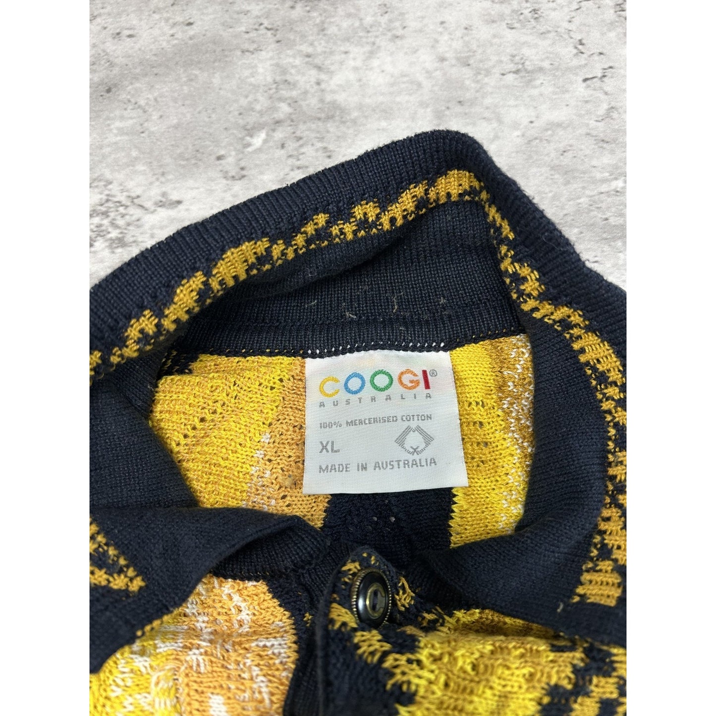 Vintage 90s Coogi Abstract 3D Knit 1/4 Button Collared Knit Sweater Size XL