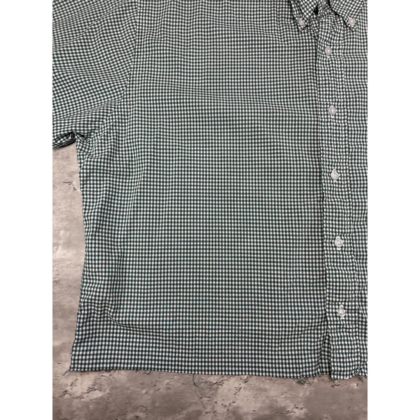 Vintage 90s L.L. Bean Plaid Short Sleeve Reworked Cropped Button Up Shirt Sz XL