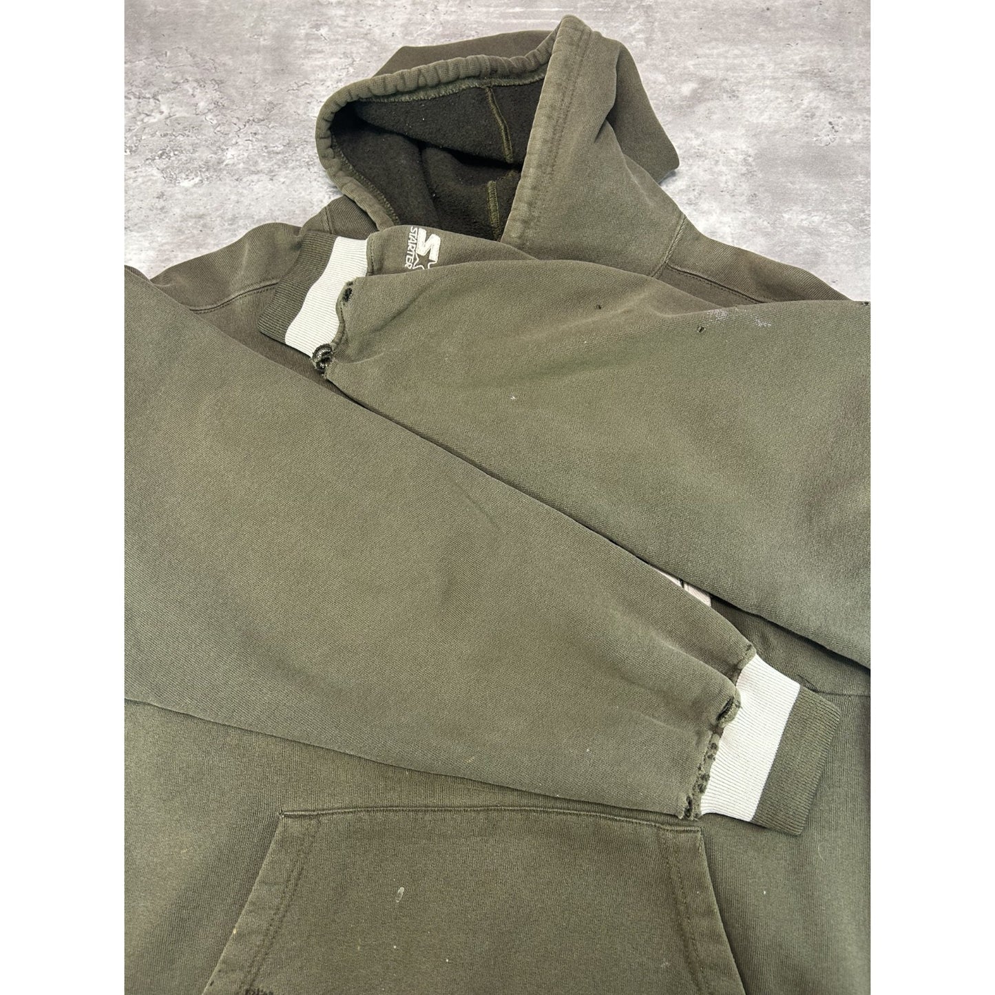 Vintage Starter Embroidered Spellout Earth Tone Hooded Sweatshirt Size XL