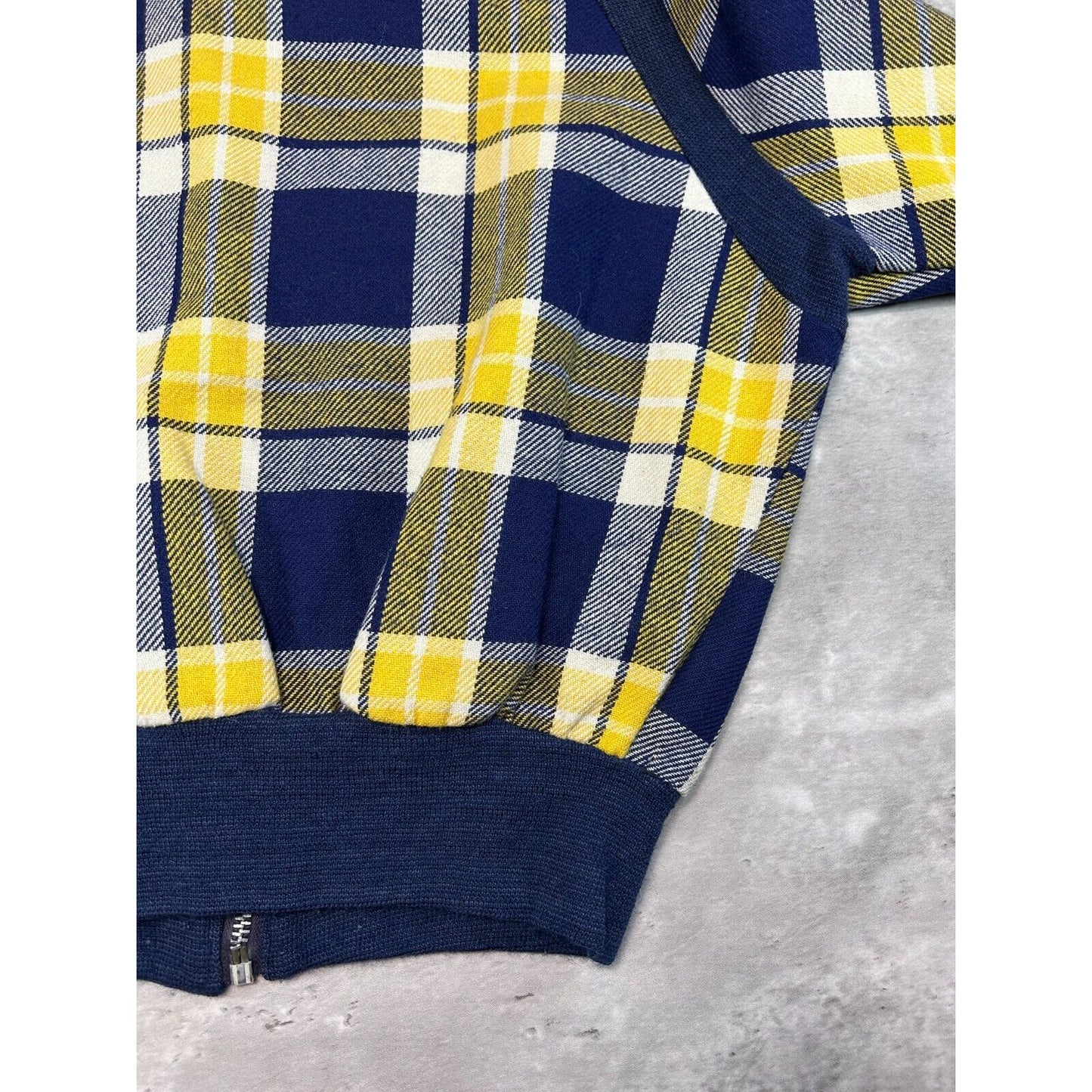 1960s Plaid Print Checkered Full Zip Bomber Jacket Size Small