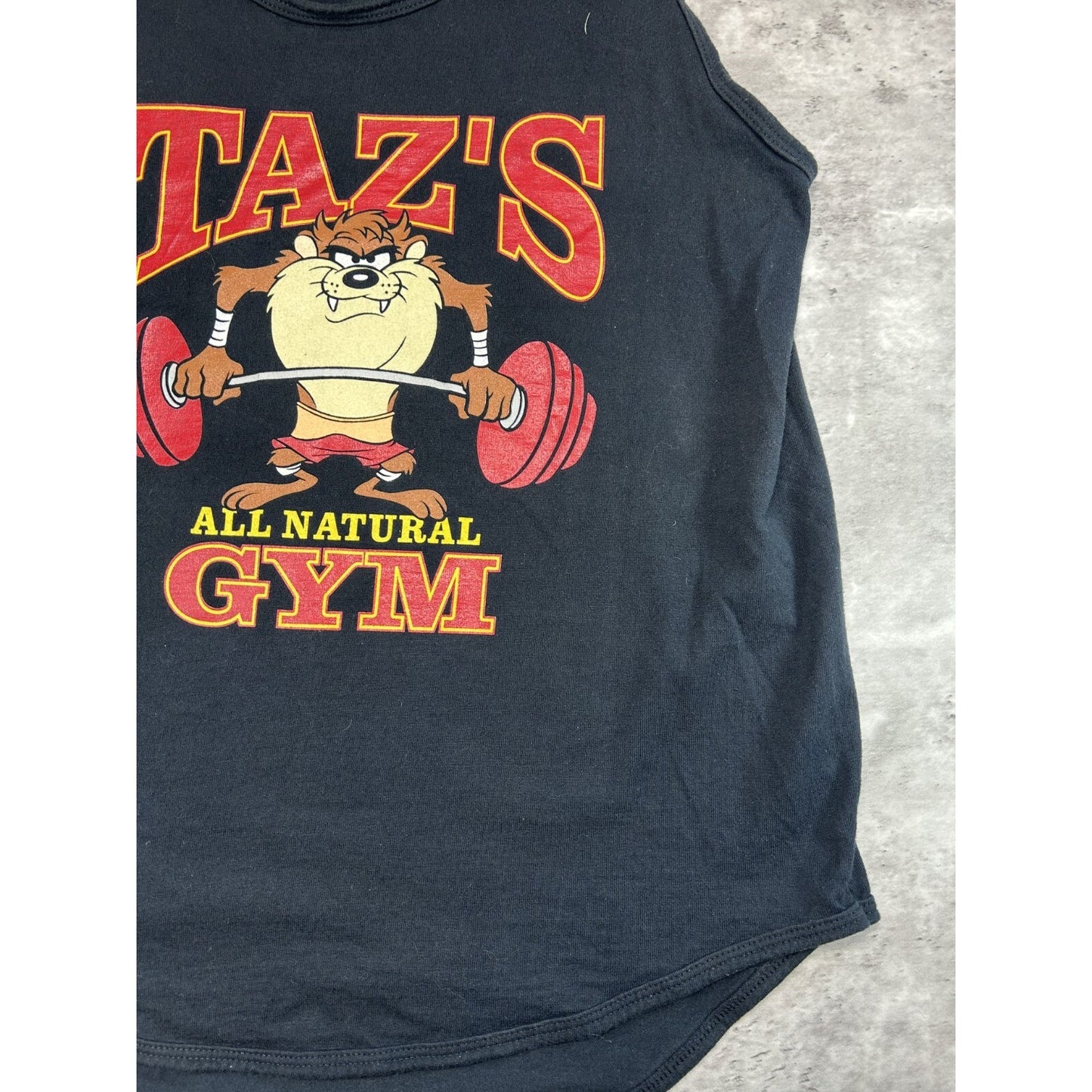 Vintage 1991 Looney Tunes Taz's Gym Cartoon Sleeveless T-Shirt Size Medium