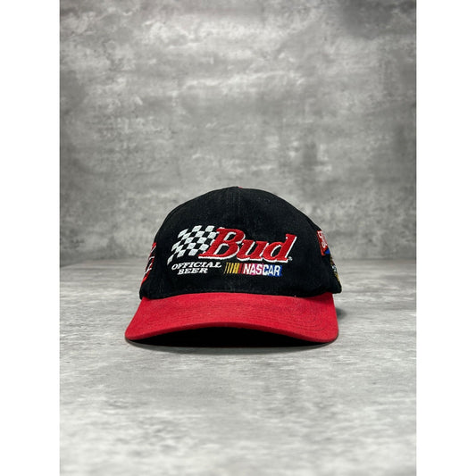 Vintage Budweiser Racing Embroidered Spellout Nascar Snapback Hat OSFA