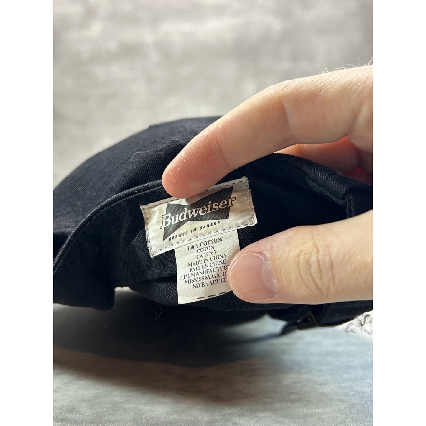 Vintage Budweiser Racing Embroidered Spellout Nascar Strapback Hat OSFA Black