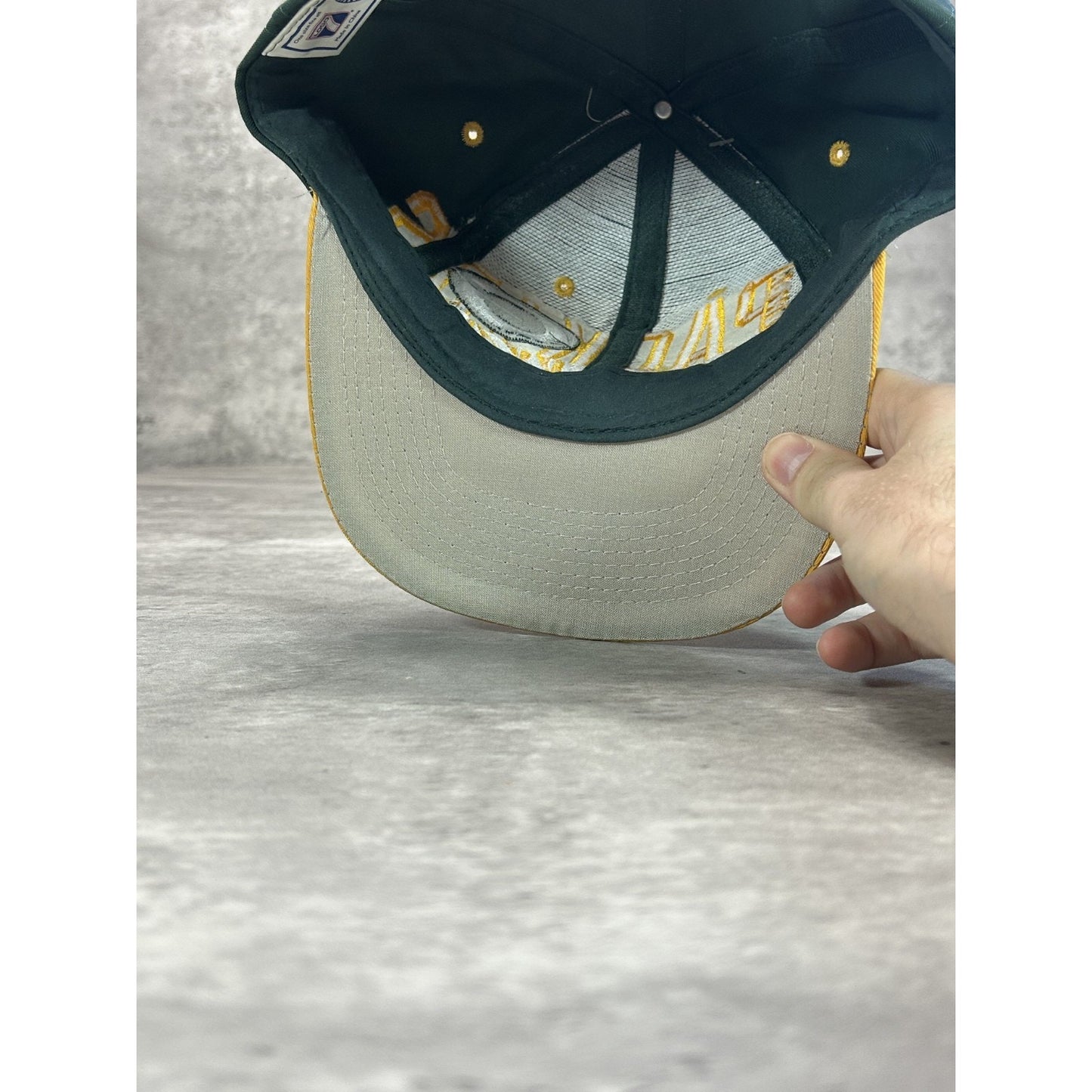 VTG 90s Green Bay Packers NFL Embroidered Spellout Football Snapback Hat OSFA