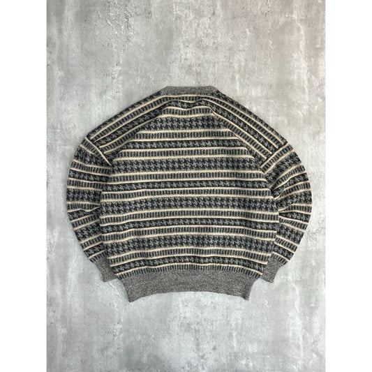 Vintage 80s/90s Abstract Print Pullover Ribbed Knit Sweater Size XL