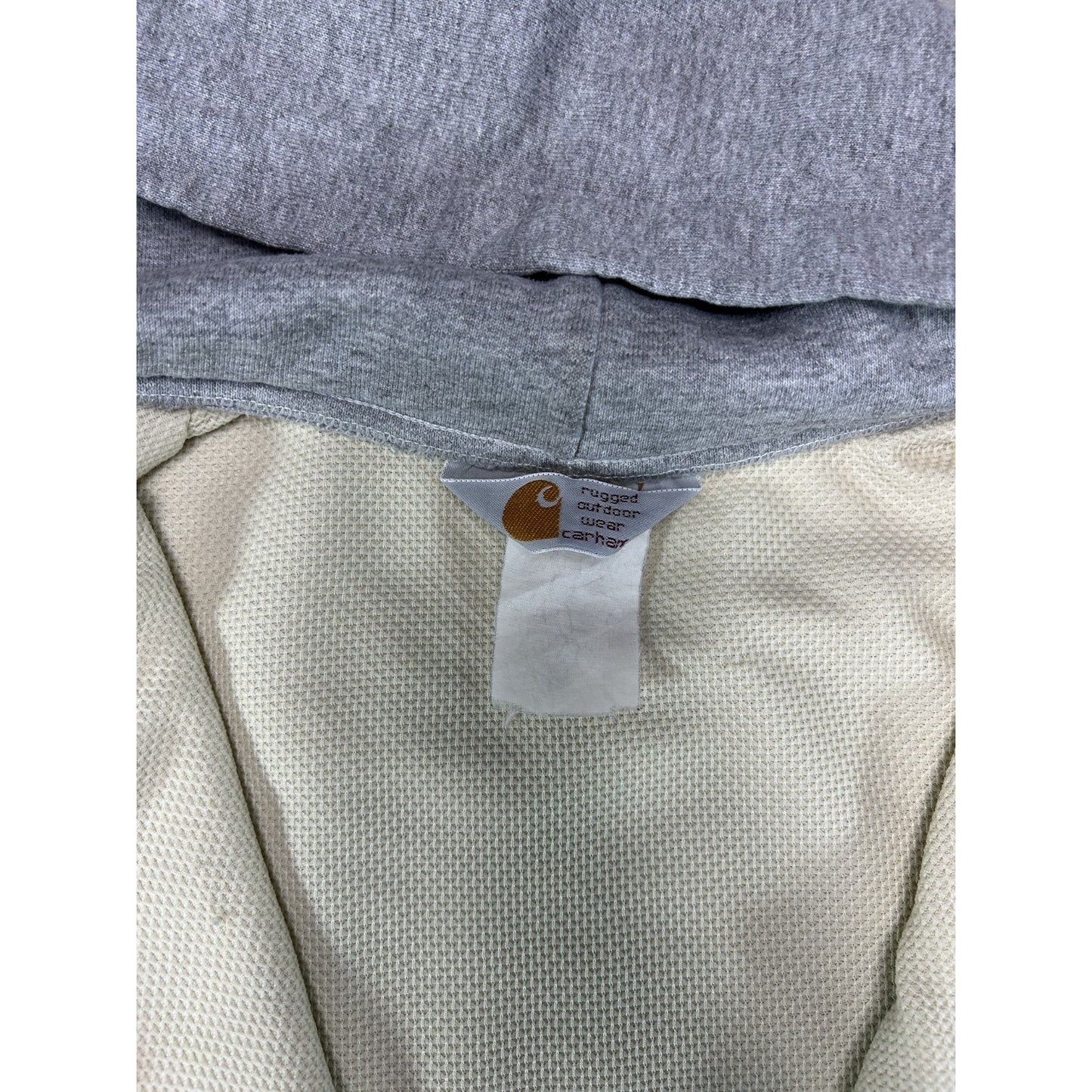Vintage 80s Carhartt Thermal Lined Full Zip Hooded Workwear Sweatshirt Sz Medium
