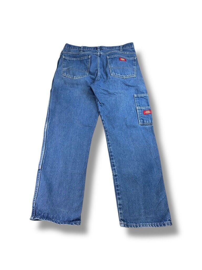 Vintage Dickies Dark Wash Denim Work Wear Five Pocket Double Knee Pants Size 34W