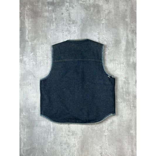 Vintage 1970s Carhartt Sherpa Lined Dark Wash Denim Workwear Vest Size Large