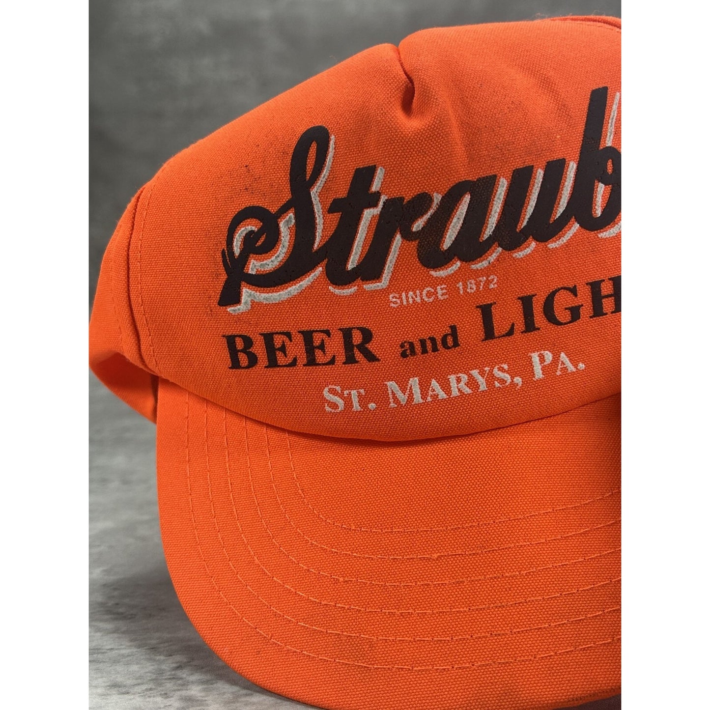 Vintage Straub Beer & Light Graphic Spellout Snapback Hat OSFA Orange