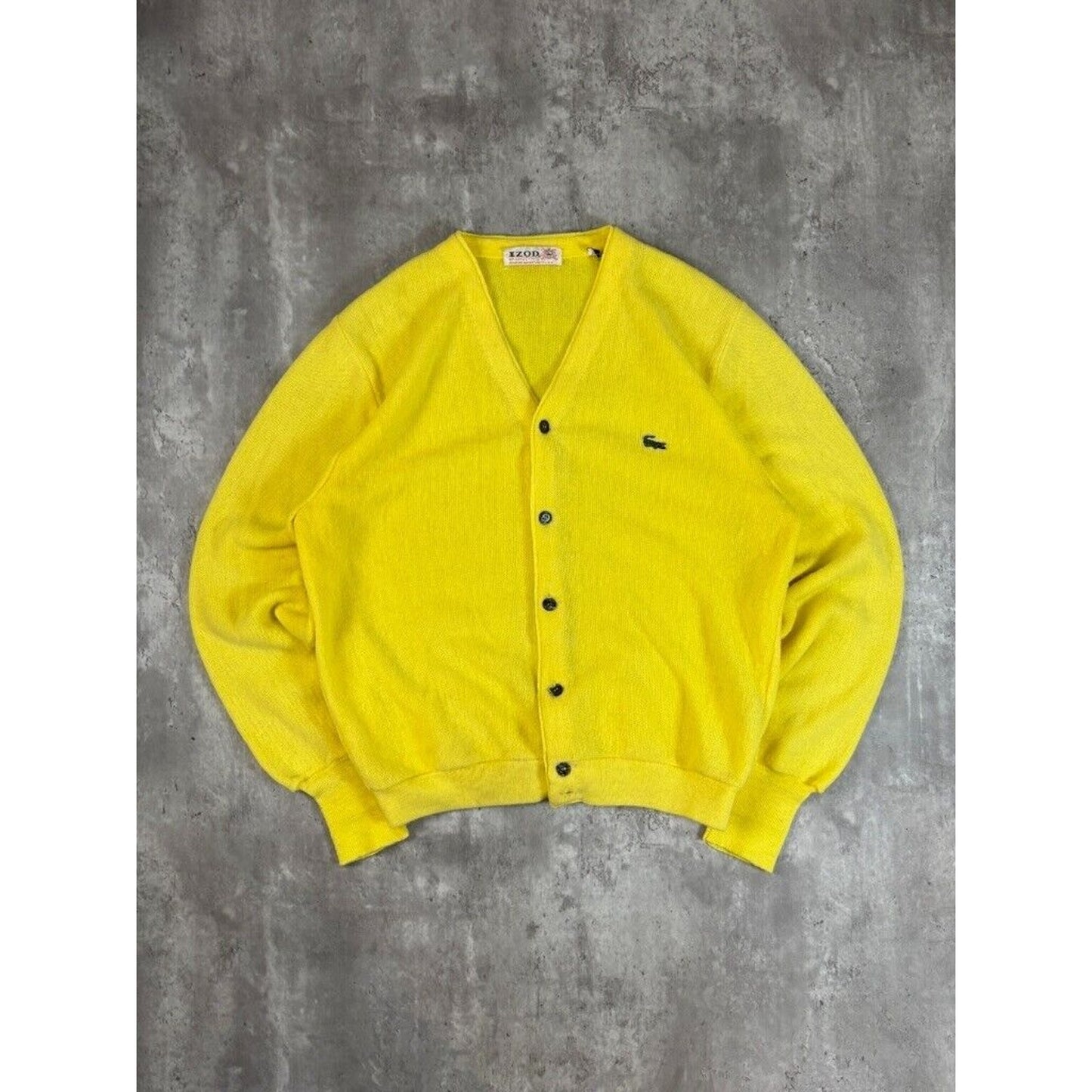 Vintage 1980 Izod Lacoste Embroidered Logo Cardigan Knit Sweater Size Large