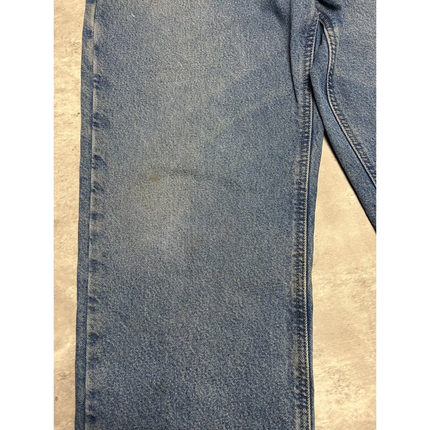 Carhartt Plaid Lined Medium Wash Denim Workwear Pants Size 37