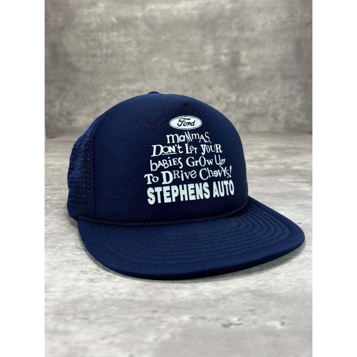 VTG 80s Stephens Auto Dont Let Your Kids Drive Chevys Trucker Snapback Hat OSFA