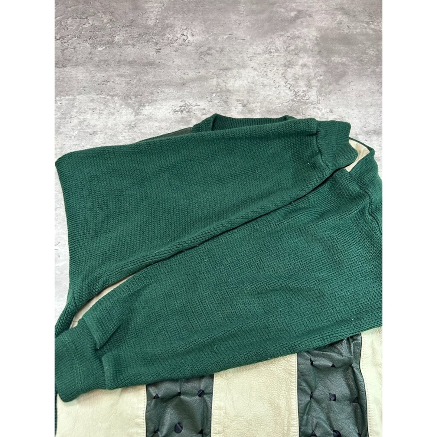 Vintage 90s Trutus Biancarra Leather Striped Pullover Knit Sweater Size XXL