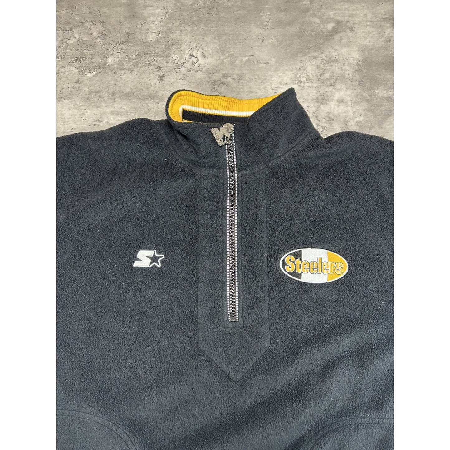 Vintage Pittsburgh Steelers NFL Fleece 1/2 Zip Starter Sweatshirt Size Large