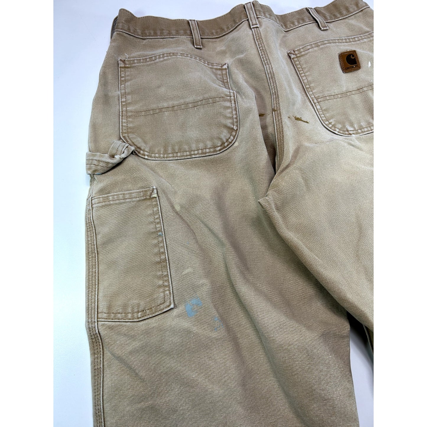 Vintage Carhartt Dungaree Fit Canvas Workwear Carpenter Pants Size 35 Beige