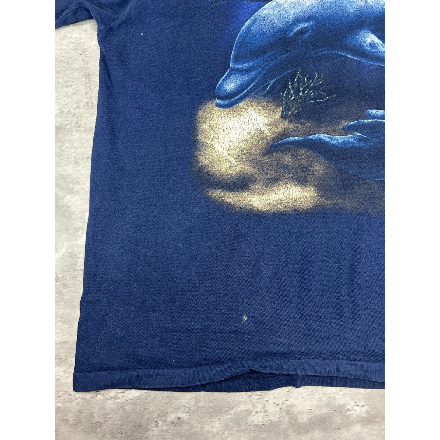 Vintage 90s Dolphin Ocean Animal Nature Graphic T-Shirt Size 2XL Blue